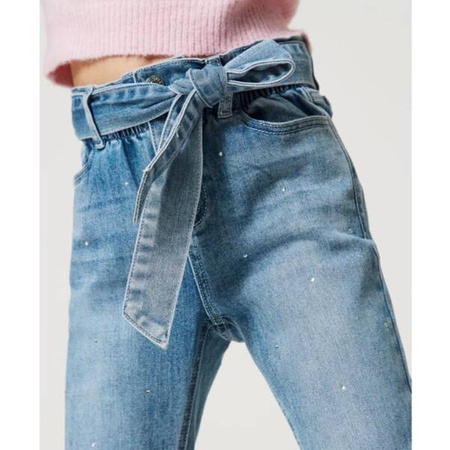 TWINSET Girls blue jeans with rhinestones