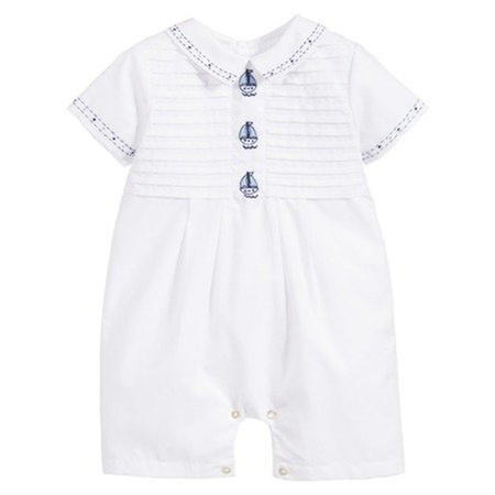 SARAH LOUISE Baby boys white shortie with hat