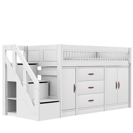 LIFETIME Kidsrooms Łóżko dziecięce niskie 128 cm z szafkami Breeze 