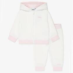 BOSS Kids Baby girls 2-piece logo tracksuit in white