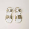 TWINSET Girls laminated leather sandals with Oval T, gold