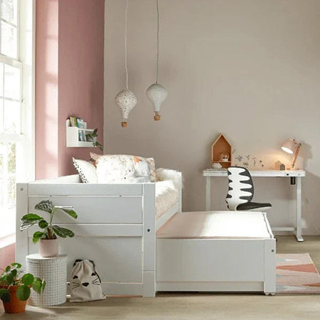 LIFETIME Kidsrooms Łóżko z szufladą i łóżkiem gościnnym 90x200, białe