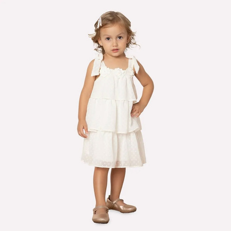 SARAH LOUISE  Sukienka na ramiączkach z falbankami biała