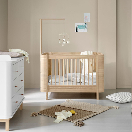 OLIVER FURNITURE WOOD MINI+ COT BED INCL. JUNIOR KIT, OAK