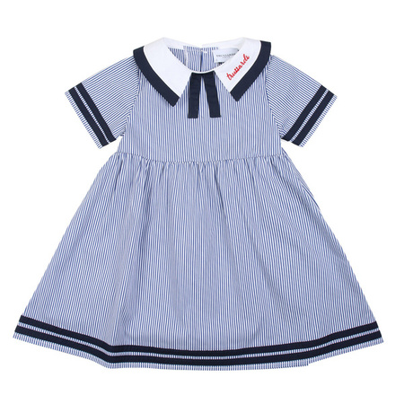 TRUSSARDI Girls short sleeve white and navy dress
