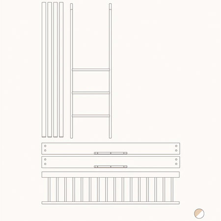  Olver Furniture CONVERSION KIT MINI+ COT BED to MINI+ LOW BUNK BED, WHITE/OAK