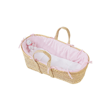 PICCI NeNe Palm basket with mattress and teddy bear pastel pink