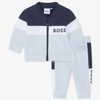 BOSS Kids Boys boys two-piece logo tracksuit in blue