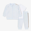 BOSS KIDS Baby boys white and blue 3-piece organic cotton tracksuit