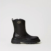 TWINSET Girls black leather boots with oval T logo