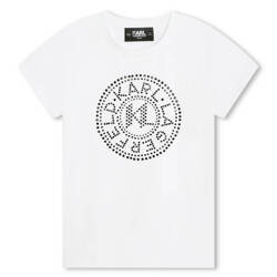 KARL LAGERFELD Girls short sleeve white t-shirt with black logo print