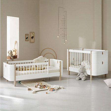 OLIVER FURNITURE Zestaw do rozbudowy Dodatkowe części do łóżeczka dziecięcego Mini+, w tym zestaw Junior, white/oak