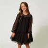 TWINSET Girls short dress with heart pattern georgette and duchesse