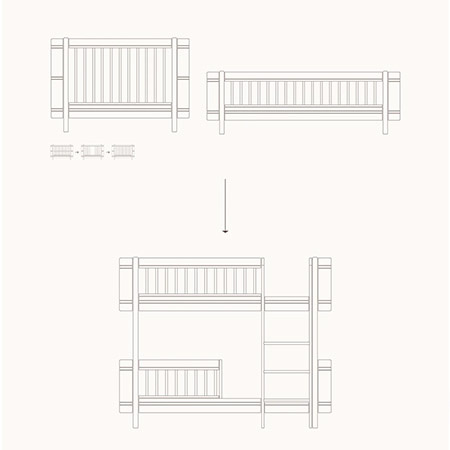  OLIVER FURNITURE Ліжечко Mini+ та дитяче ліжко Mini+ для дітей до низького двоярусного ліжка, white