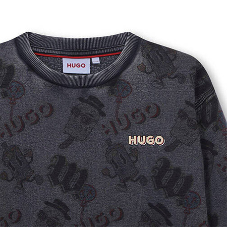HUGO Boy's printed sweatshirt with logo, black
