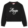HUGO Bluza dziewczęca z wyhaftowanym logo, black