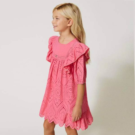 TWINSET Girls short muslin dress with broderie