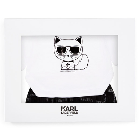 KARL LAGERFELD Kids Sukienka dziecięca z długim rękawem biało-czarna
