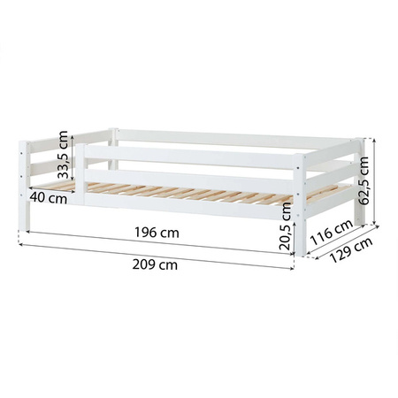 Hoppekids ECO Luxury toddler bed white with 3/4 bed rail 90x200 cm