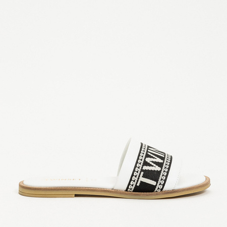 TWINSET Girls sandals optic white with black logo application