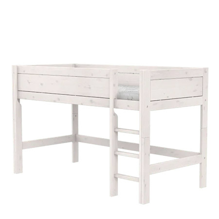 LIFETIME Kidsrooms Łóżko na niskiej antresoli z drabinką 128 cm, whitewash