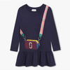 THE MARC JACOBS Girls short sleeves bag print dress in navy