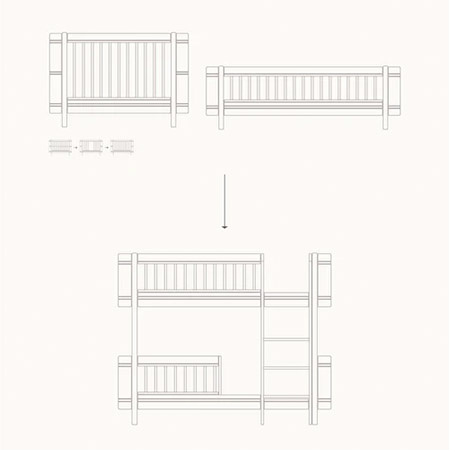  OLIVER FURNITURE Zestaw do rozbudowy Mini+ cot bed & Mini+ junior bed to low bunk bed, oak