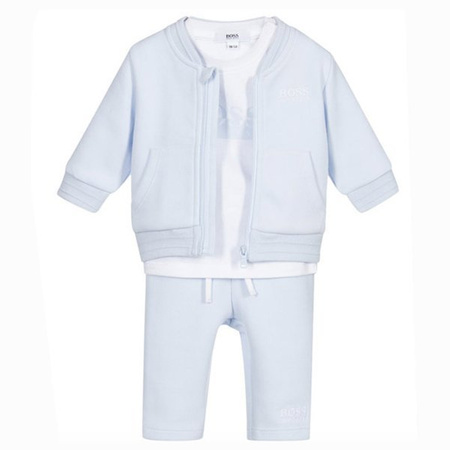 BOSS Kids Dres niemowlęcy dla chłopca trzy-częściowy błękitny