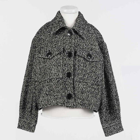 TWINSET Girls grey and black herringbone pattern jacket