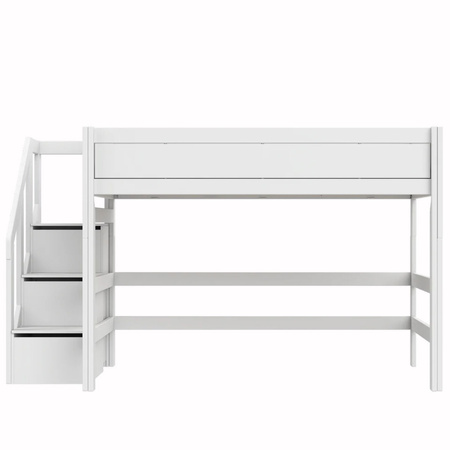 LIFETIME Kidsrooms Łóżko wysokie 152 cm ze schodkami 120x200 cm, białe