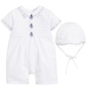SARAH LOUISE Baby boys white shortie with hat