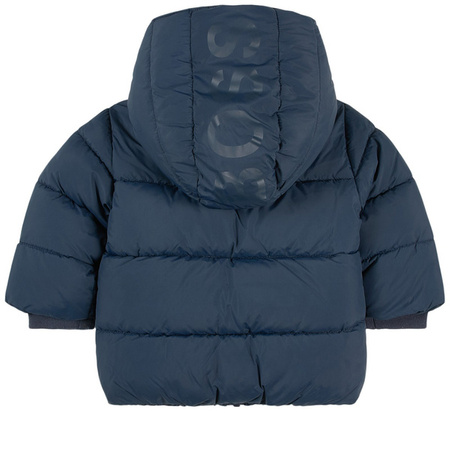 BOSS KIDS Boys Navy Logo Puffer Jacket with Water-Repellent