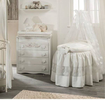 PICCI NANNY Kołyska dziecięca z pościelą i baldachimem kremowa