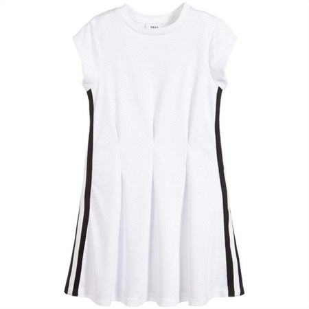 DKNY Sukienka z krótkim rękawem biała MINI MI