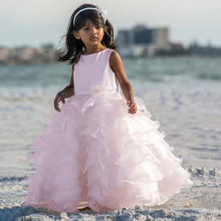 SARAH LOUISE Girls long ruffle ceremony dress light pink