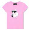 KARL LAGERFELD Girls short sleeve pink -shirt with choupette