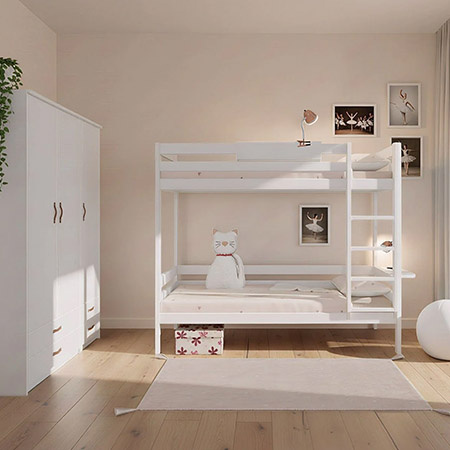 LIFETIME Kidsrooms ELEMENTS Bunk Bed with Ladder 90x200 cm - Breeze, White