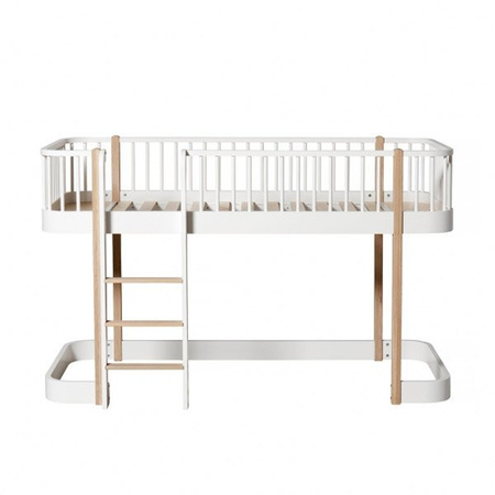  OLIVER FURNITURE Оригінальне низьке ліжко-горище Wood Original, 90x200 см, білий/дубовий колір