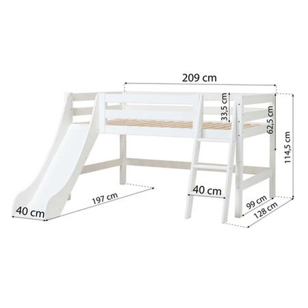 Hoppekids ECO Luxury Low bunk bed with slide and slanted ladder 90x200