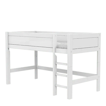LIFETIME Kidsrooms Łóżko na niskiej antresoli z drabinką 128 cm, białe