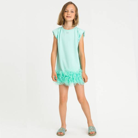 TWINSET Girls mint dress with tulle frill