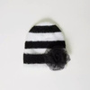 TWINSET Girls black and white striped beanie with brooch