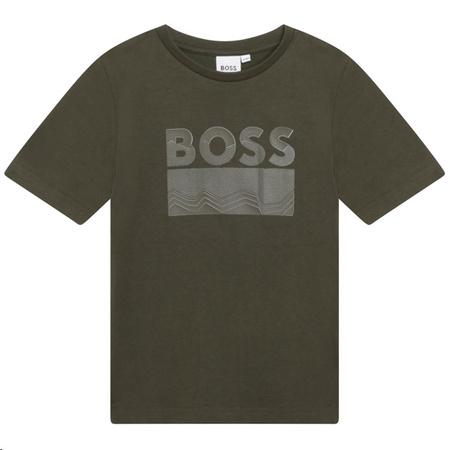BOSS KIDS T-shirt chłopięcy z krótkim rękawem ciemno-zielony