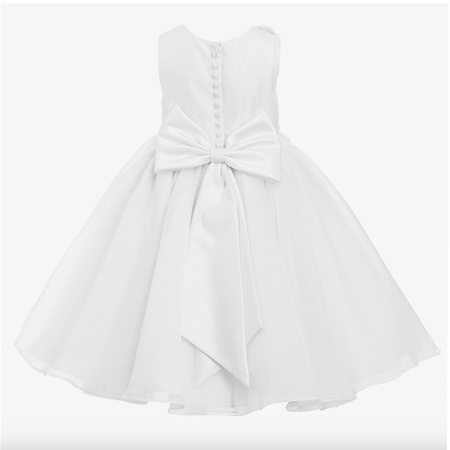 SARAH LOUISE Sukienka bez rękawów z tiulu i organy biała