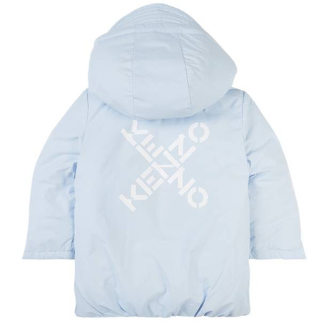 KENZO Kids Baby Boys cross-logo puffer coat in blue
