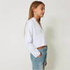 TWINSET Girls white knit cardigan with lace