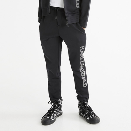 KARL LAGERFELD Kids Spodnie dziecięce dresowe z nadrukiem logo czarne
