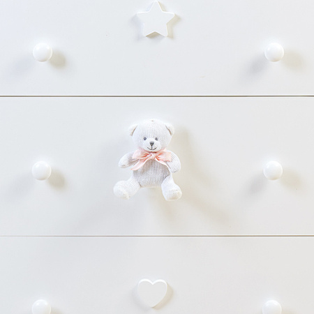 PICCI Nene Komoda do pokoiku dziecięcego z wanienką i trzema szufladami z misiem z różową wstążką