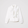 TWINSET Girls white poplin shirt with flounces