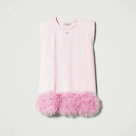 TWINSET Girls pink dress with tulle frill